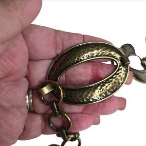 Fossil Old Gold Oval Link Hamnered Chain Belt 33" Long